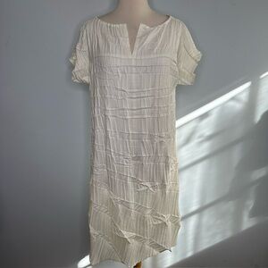 Babette Ivory Crinkle Pleated Unstructured Midi Dress Size S BNWOT!